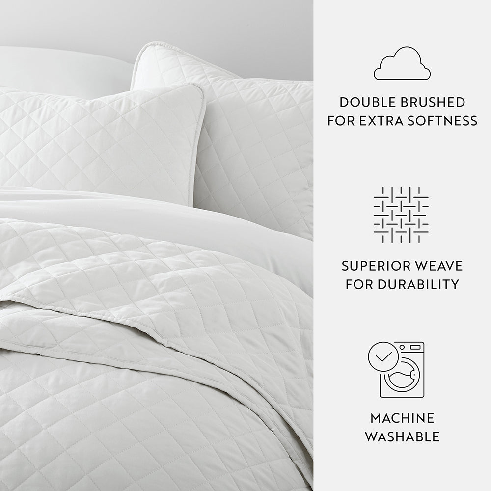 Bed Quilt, 3 Piece Diamond Stitch Quilted Coverlet Set for Guest Beds and Layered Bedroom Styling, 3 Sizes and 6 Colors image 49