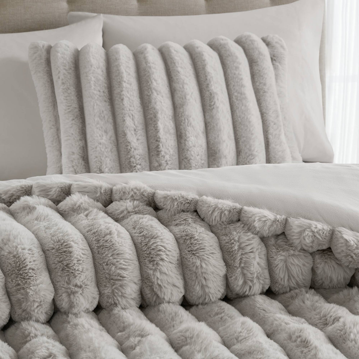 Bed Comforter, Jasmine Ultrasoft Faux Fur Ribbed Set, Lightweight Design for Year-Round Bedroom Comfort and Restful Sleep image 49