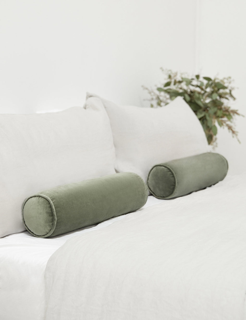 Bed Pillow, Sabine Velvet Bolster for Sleeping, Reading and Bedroom Comfort, 6 Color Options image 49