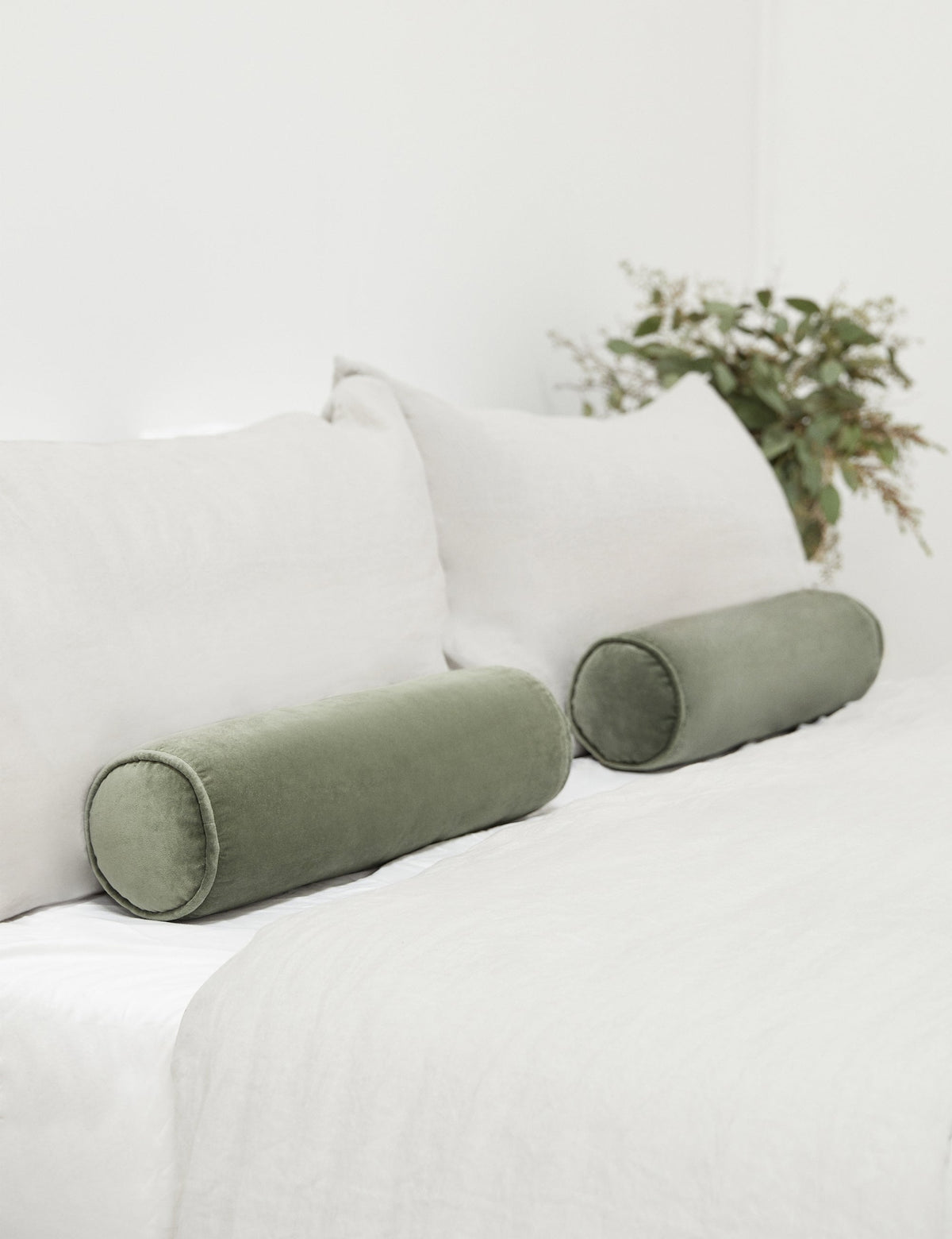 Bed Pillow, Sabine Velvet Bolster for Sleeping, Reading and Bedroom Comfort, 6 Color Options image 49