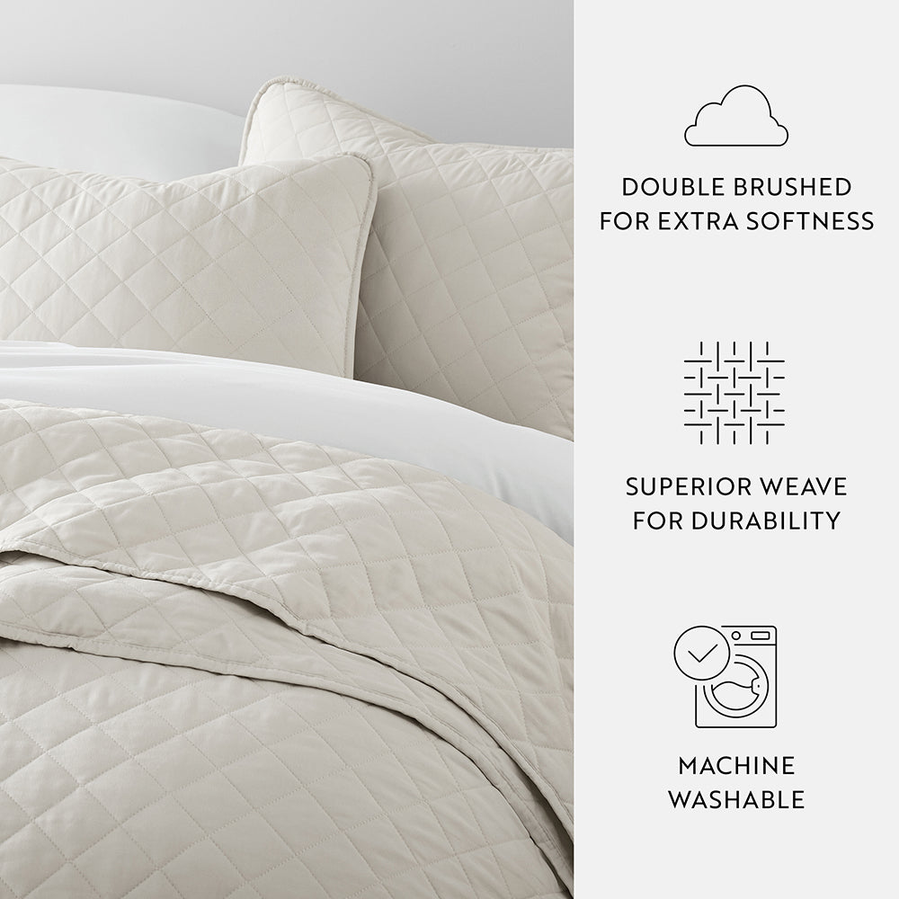 Bed Quilt, 3 Piece Diamond Stitch Quilted Coverlet Set for Guest Beds and Layered Bedroom Styling, 3 Sizes and 6 Colors image 50