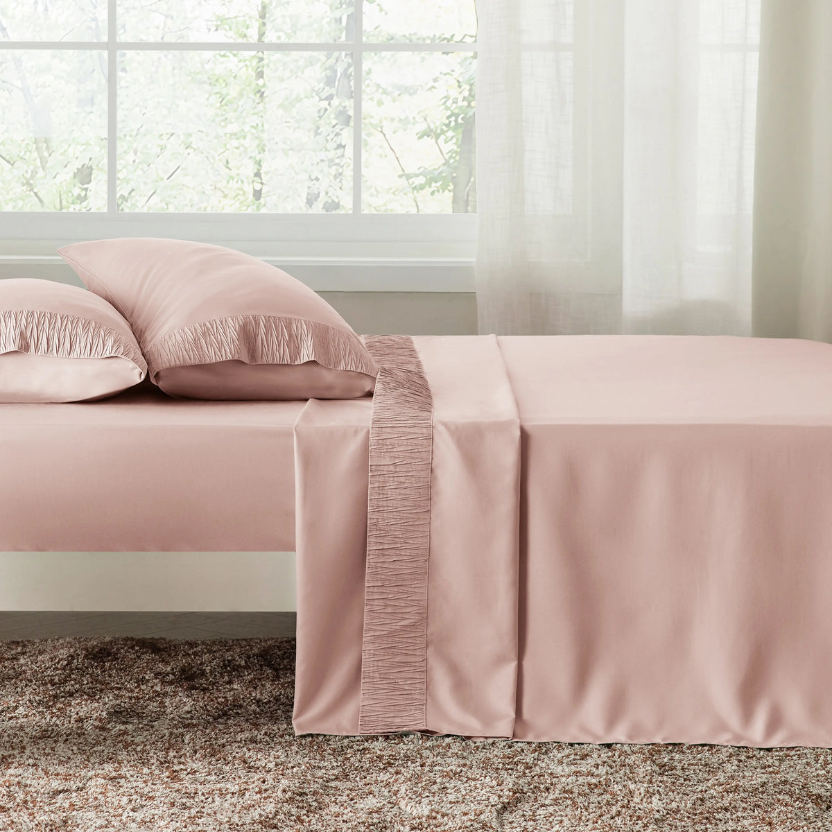 Bed Sheet Set, Ruched, Cooling Comfort, Breathable Construction for Master Bedrooms, Guest Beds and Daily Use, 7 Sizes and 14 Colors image 50