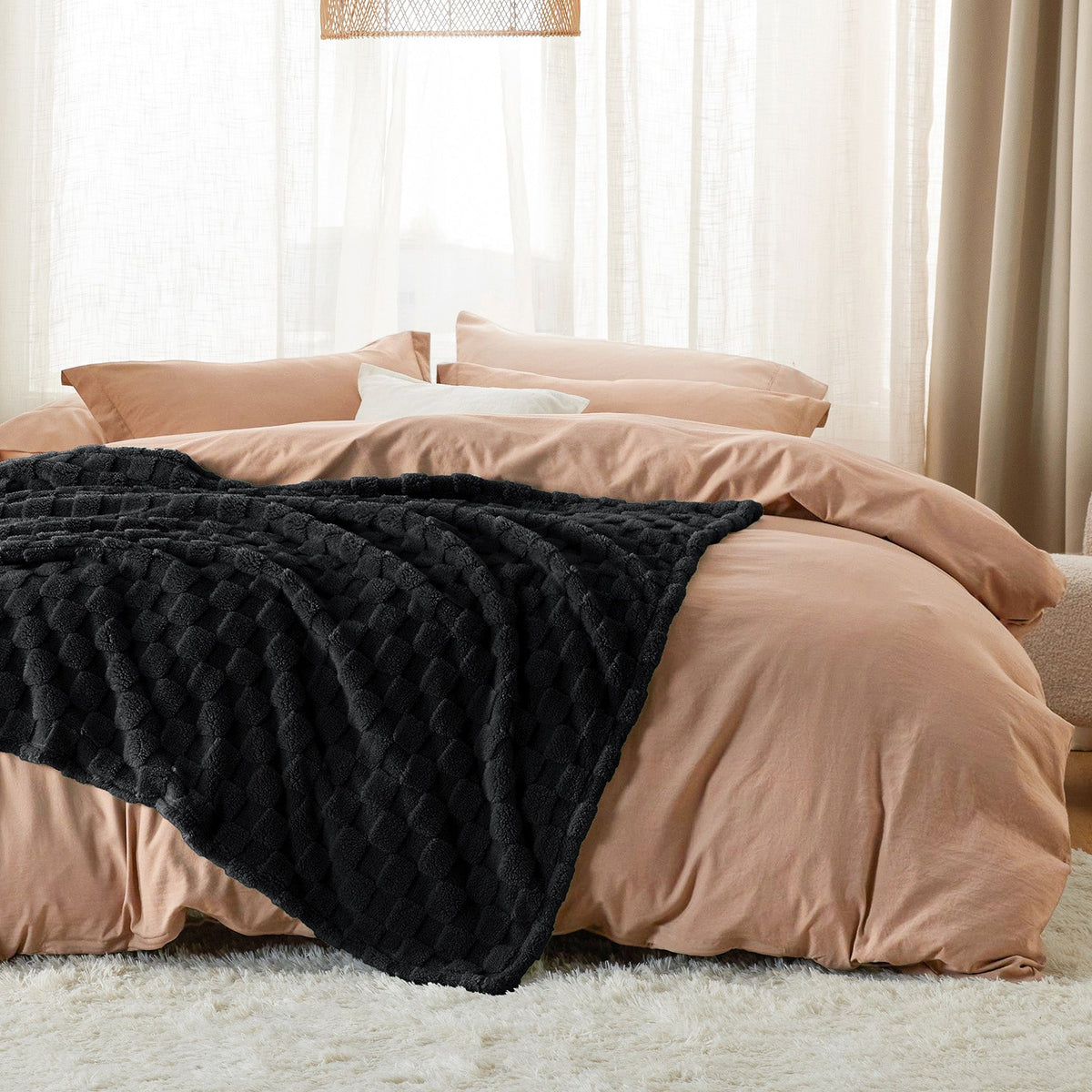 Cozy Throw Blanket, Jacquard Shaggy Sherpa for Living Rooms, Bedrooms and Everyday Lounging, 4 Sizes and 19 Colors image 50
