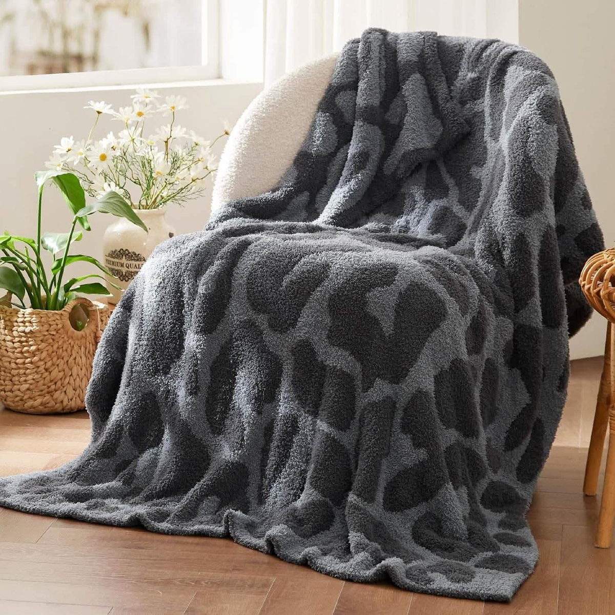 Cozy Throw Blanket, Feather Yarn, Lightweight Design, Machine-Washable Care for Sofas, Beds and Relaxing at Home, 2 Sizes and 12 Colors image 50