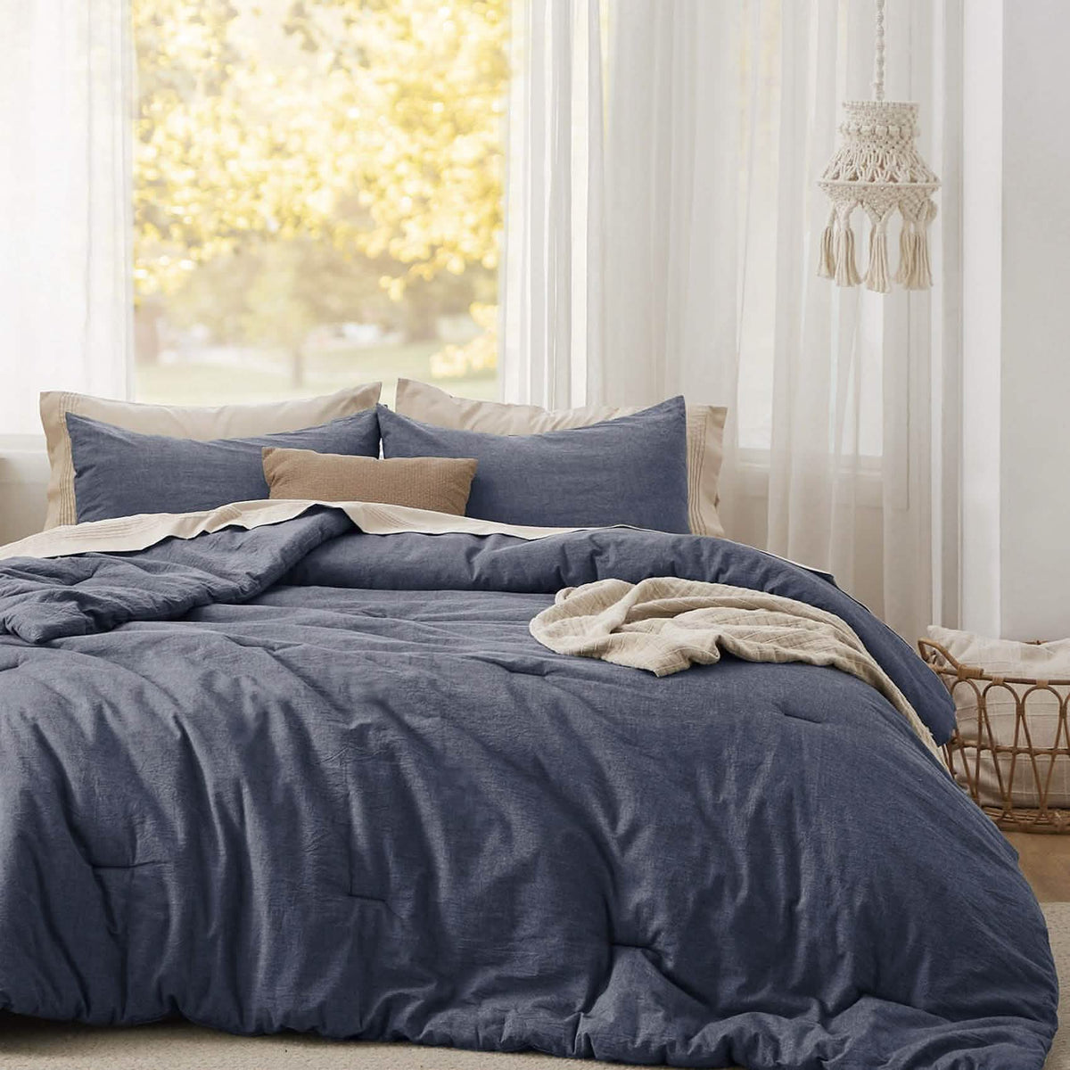 Bed Comforter, Prewashed Cotton Set for Year-Round Bedroom Comfort and Restful Sleep, 5 Sizes and 12 Colors image 50