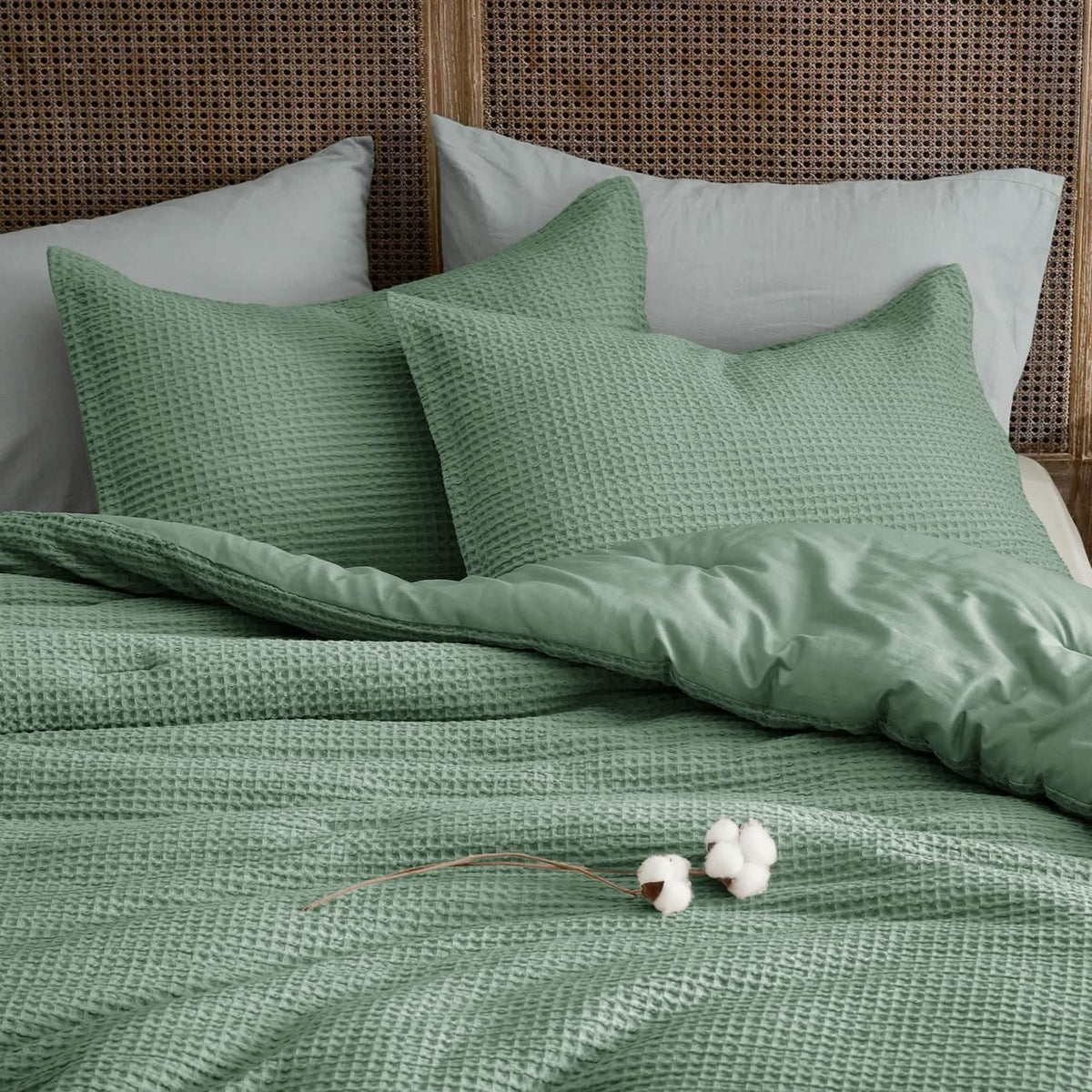 Bed Comforter, Cotton Waffle Weave Set, Breathable Construction for Everyday Bedding and Comfortable Sleep, 5 Sizes and 12 Colors image 50