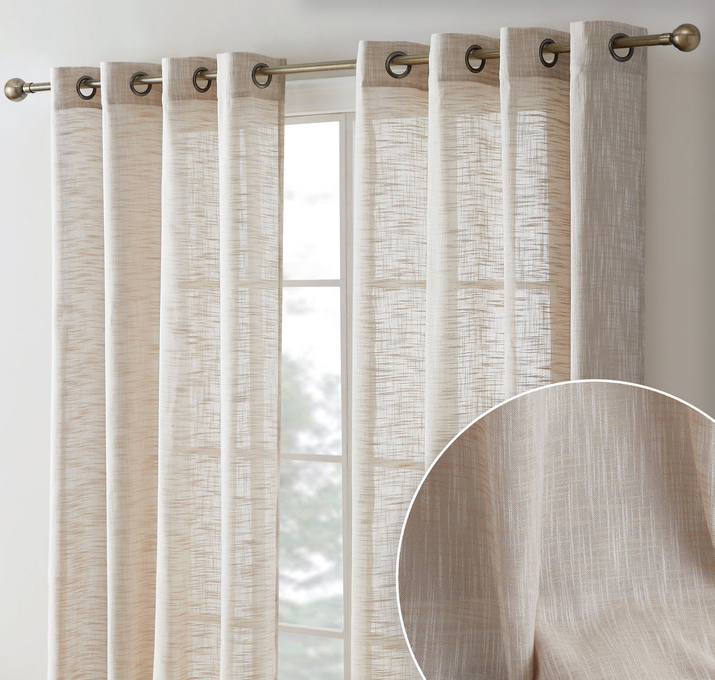 Window Curtain, Madison Faux Linen Sheer Grommet Panels for Bedrooms, Living Rooms and Home Privacy, 8 Sizes and 10 Colors image 51
