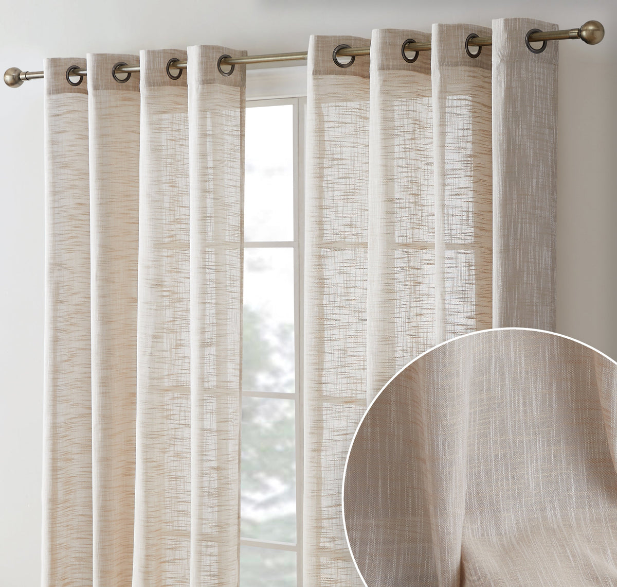 Window Curtain, Madison Faux Linen Sheer Grommet Panels for Bedrooms, Living Rooms and Home Privacy, 8 Sizes and 10 Colors image 51
