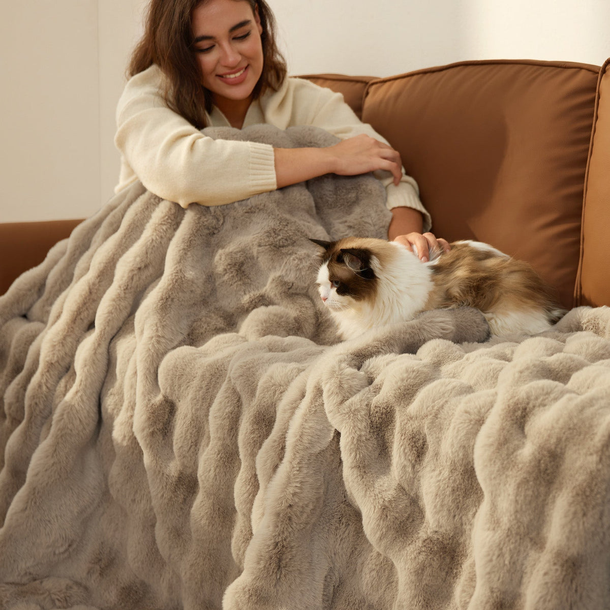 Cozy Throw Blanket, Bubble Faux Fur, Machine-Washable Care for Living Rooms, Bedrooms and Everyday Lounging, 3 Sizes and 11 Colors image 51