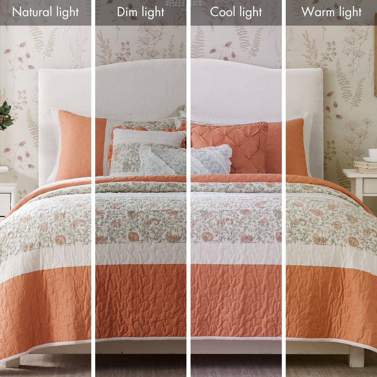 Cozy Throw Blanket, Dawn 6 Piece Cotton Percale Quilt Set, Machine-Washable Care for Sofas, Beds and Relaxing at Home, 2 Sizes and 5 Colors image 51