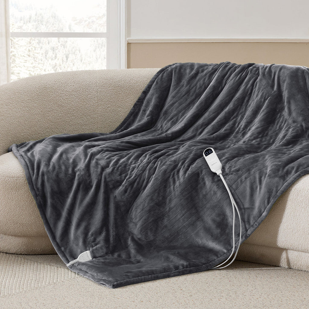 Cozy Throw Blanket, Solid Flannel Heated for Sofas, Beds and Relaxing at Home, 5 Sizes and 11 Colors image 51