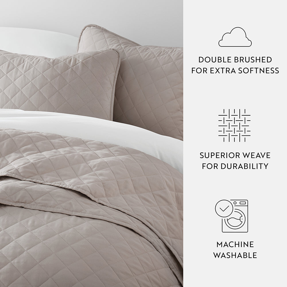 Bed Quilt, 3 Piece Diamond Stitch Quilted Coverlet Set for Guest Beds and Layered Bedroom Styling, 3 Sizes and 6 Colors image 51