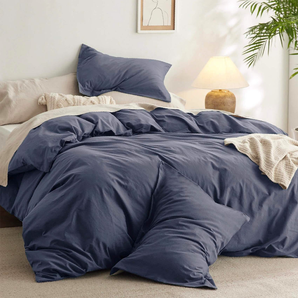 Bed Comforter, Prewashed Cotton Set for Year-Round Bedroom Comfort and Restful Sleep, 5 Sizes and 12 Colors image 51