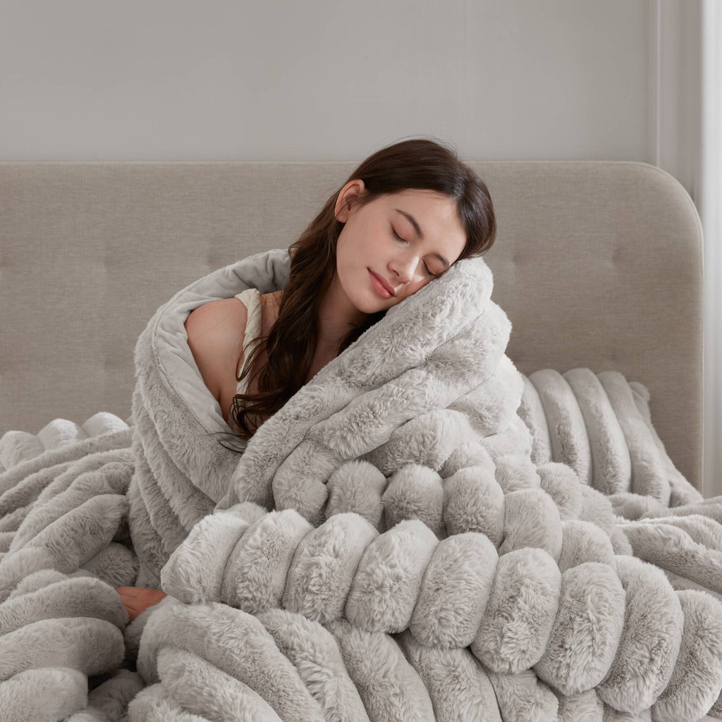 Bed Comforter, Jasmine Ultrasoft Faux Fur Ribbed Set, Lightweight Design for Year-Round Bedroom Comfort and Restful Sleep image 51