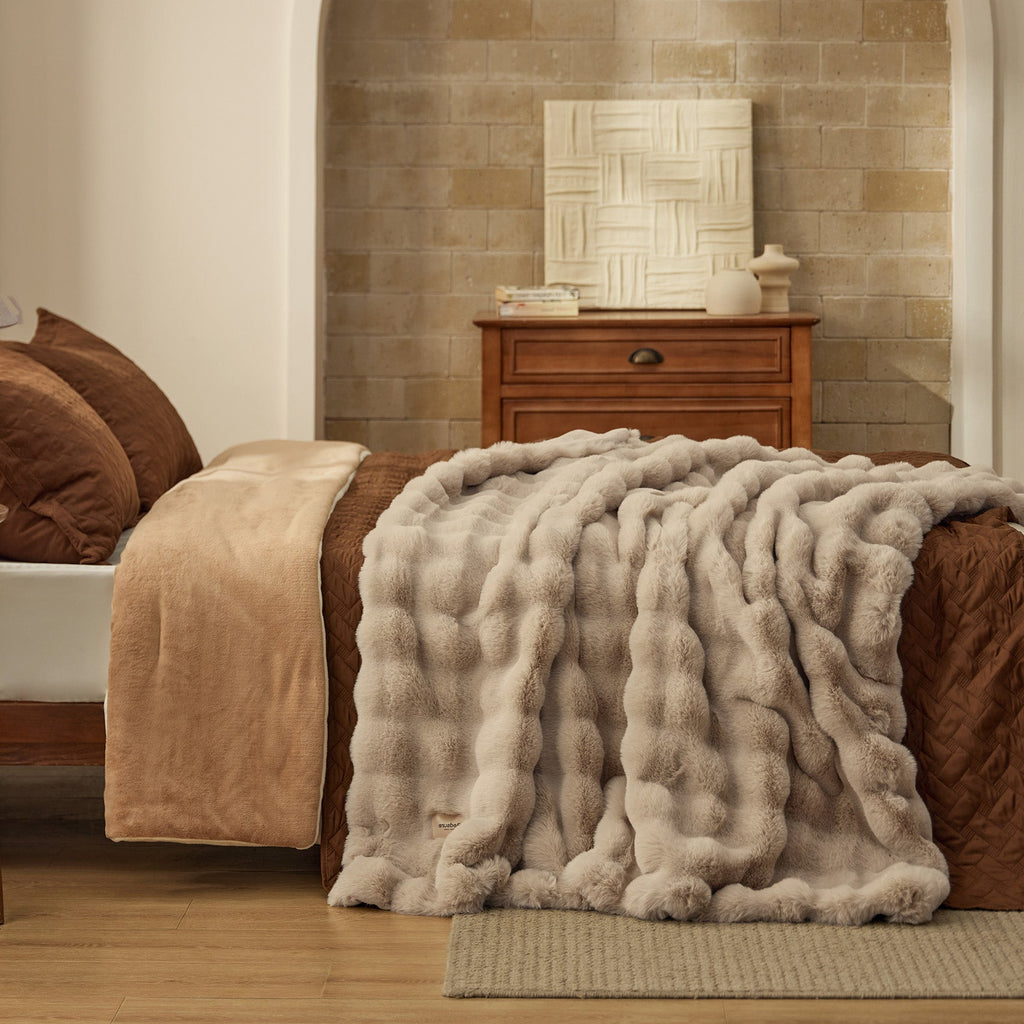 Cozy Throw Blanket, Bubble Faux Fur, Machine-Washable Care for Living Rooms, Bedrooms and Everyday Lounging, 3 Sizes and 11 Colors image 52
