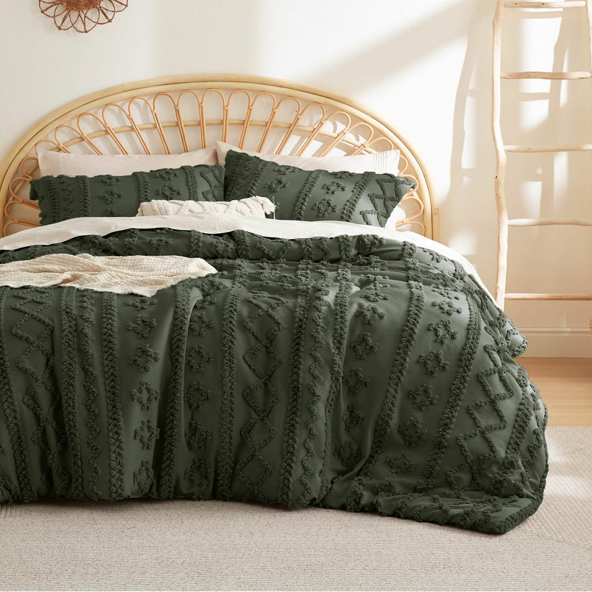 Bed Comforter, Boho Deluxe Embroidery Set, Breathable Construction, Machine-Washable Care for Everyday Bedding and Comfortable Sleep image 52