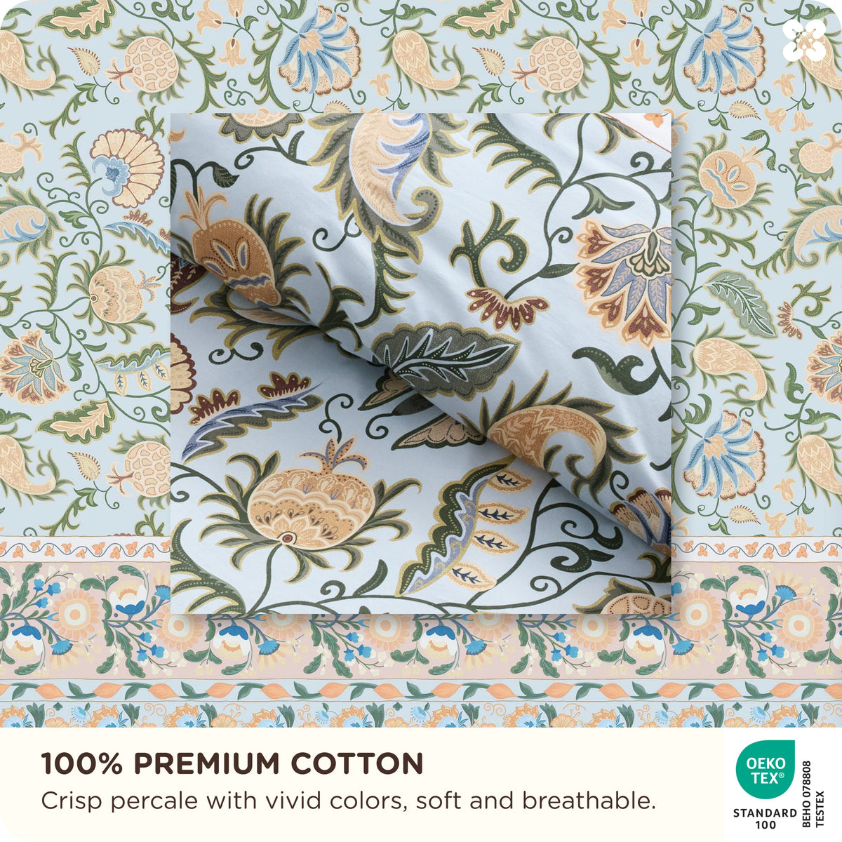 Duvet Cover Set, 100% Cotton Patterned, Breathable Construction for Bedroom Bedding Refresh and Everyday Comfort, 4 Sizes and 9 Colors image 52