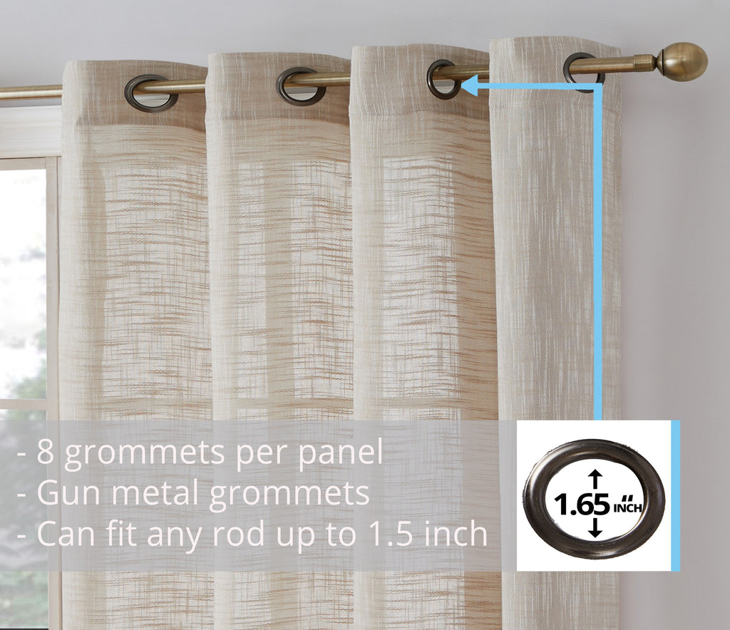 Window Curtain, Madison Faux Linen Sheer Grommet Panels for Bedrooms, Living Rooms and Home Privacy, 8 Sizes and 10 Colors image 52