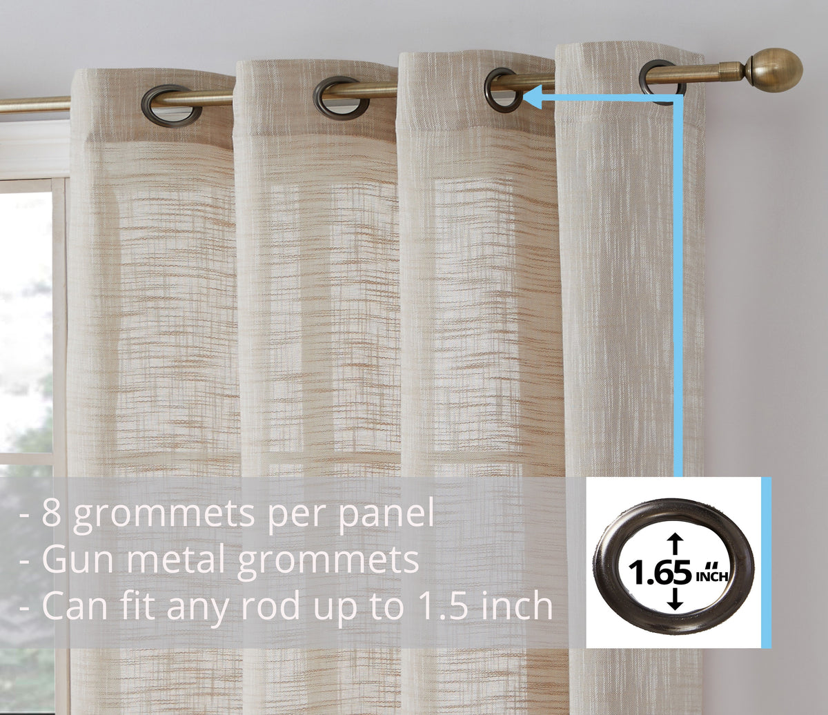 Window Curtain, Madison Faux Linen Sheer Grommet Panels for Bedrooms, Living Rooms and Home Privacy, 8 Sizes and 10 Colors image 52