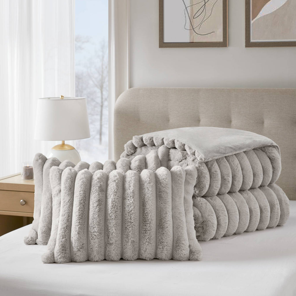 Bed Comforter, Jasmine Ultrasoft Faux Fur Ribbed Set, Lightweight Design for Year-Round Bedroom Comfort and Restful Sleep image 52