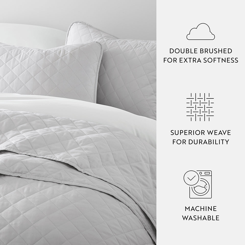 Bed Quilt, 3 Piece Diamond Stitch Quilted Coverlet Set for Guest Beds and Layered Bedroom Styling, 3 Sizes and 6 Colors image 52