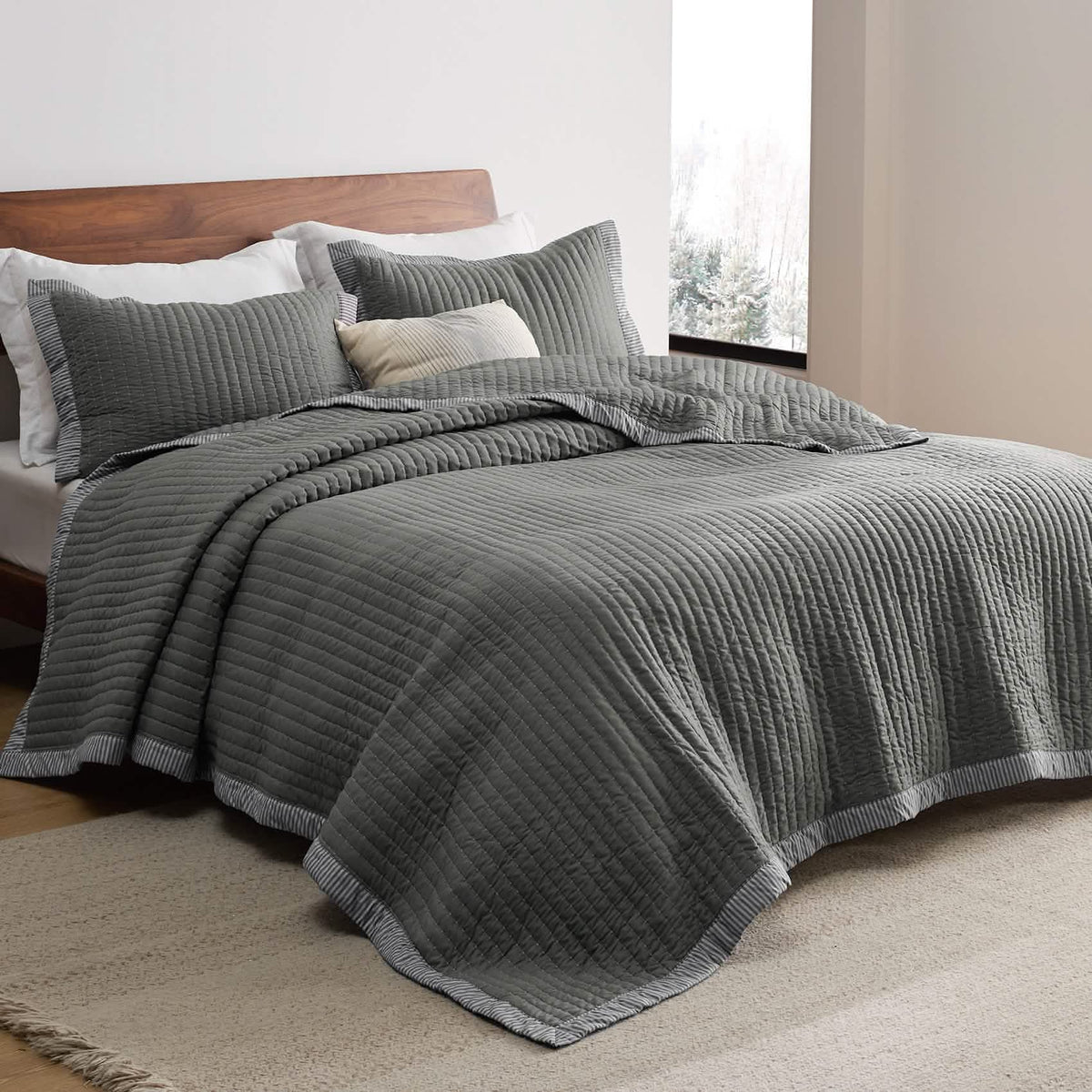Cozy Throw Blanket, Corduroy Pattern Quilt Set, Breathable Construction for Living Rooms, Bedrooms and Everyday Lounging image 52