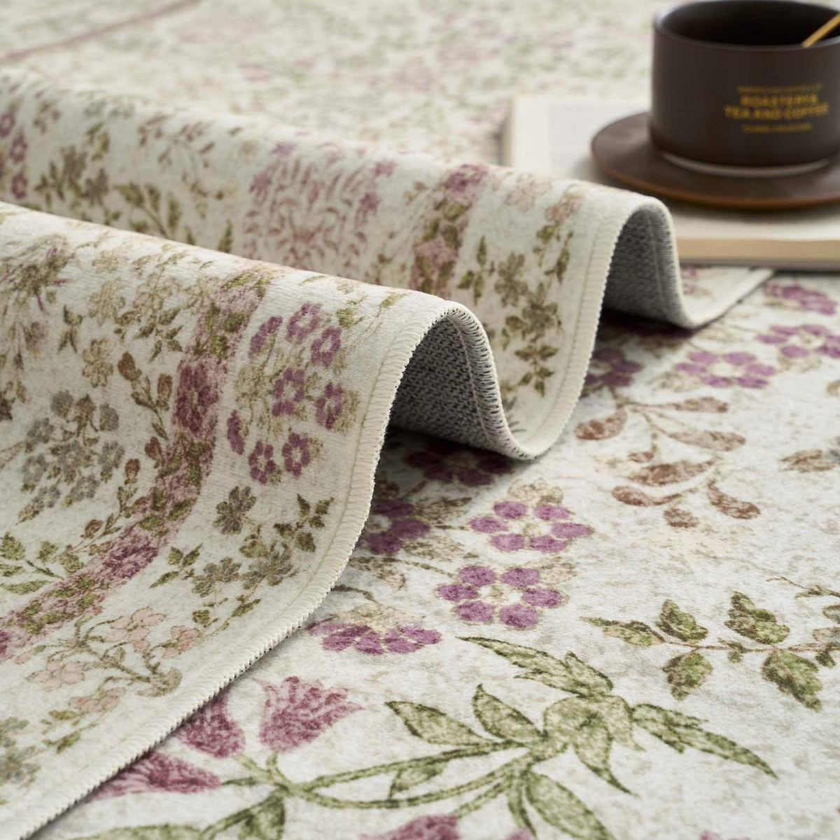 Area Rug, Vintage Foliage Floral, Lightweight Design, Non-Slip Design for Hallways, Dining Spaces and Home Decor, 19 Sizes and 4 Colors image 53