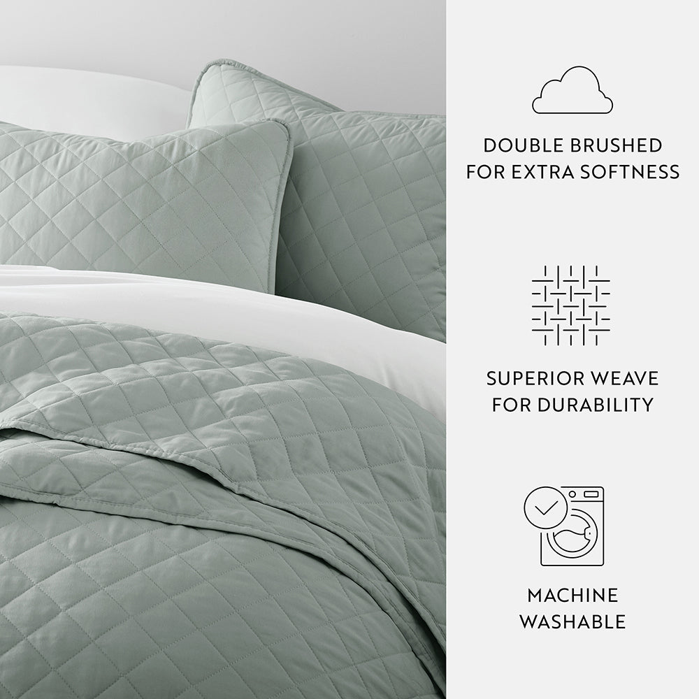 Bed Quilt, 3 Piece Diamond Stitch Quilted Coverlet Set for Guest Beds and Layered Bedroom Styling, 3 Sizes and 6 Colors image 53