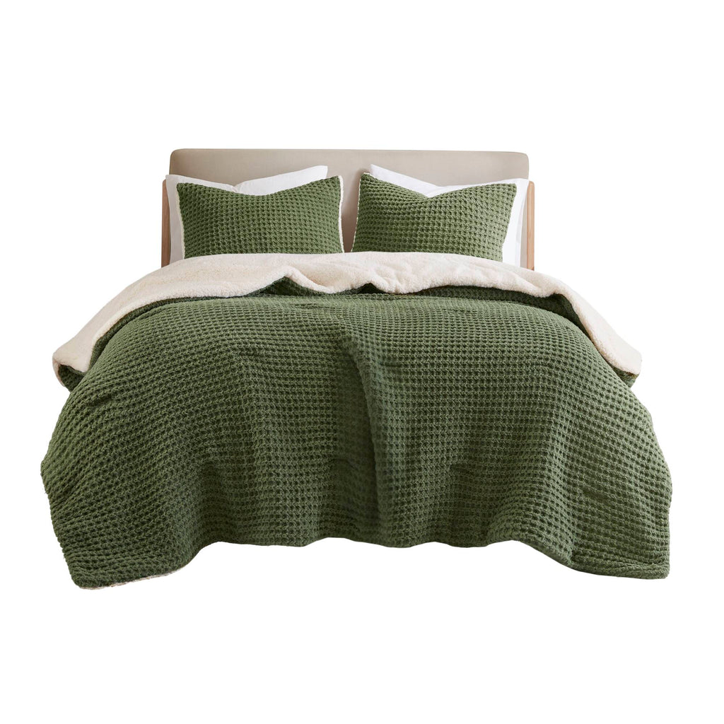Bed Comforter, Riordan Waffle Knit Chenille Set, Machine-Washable Care for Everyday Bedding and Comfortable Sleep, 3 Sizes and 4 Colors image 53