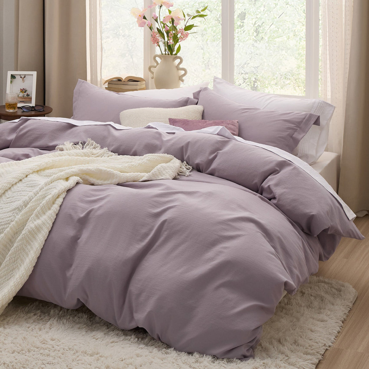 Duvet Cover Set, Ultra Soft Hypoallergenic Microfiber, Lightweight Design for Guest Rooms and Everyday Bedroom Styling image 53