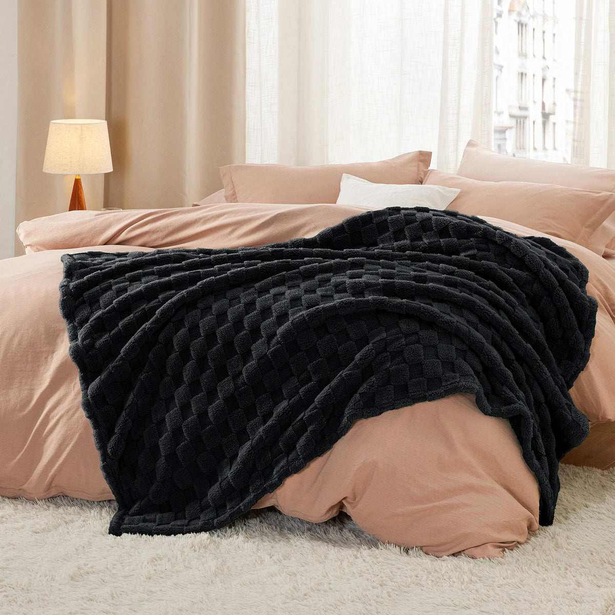 Cozy Throw Blanket, Jacquard Shaggy Sherpa for Living Rooms, Bedrooms and Everyday Lounging, 4 Sizes and 19 Colors image 53