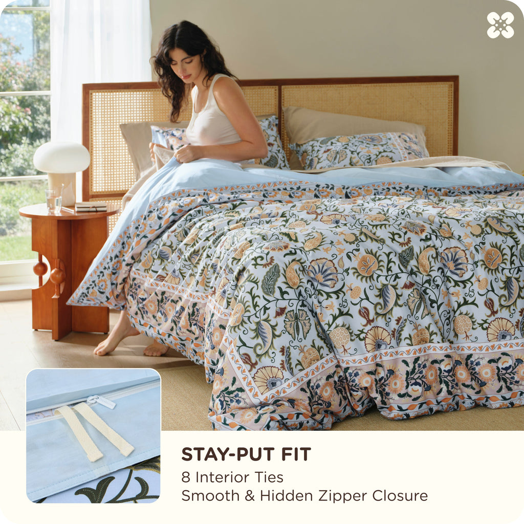 Duvet Cover Set, 100% Cotton Patterned, Breathable Construction for Bedroom Bedding Refresh and Everyday Comfort, 4 Sizes and 9 Colors image 53