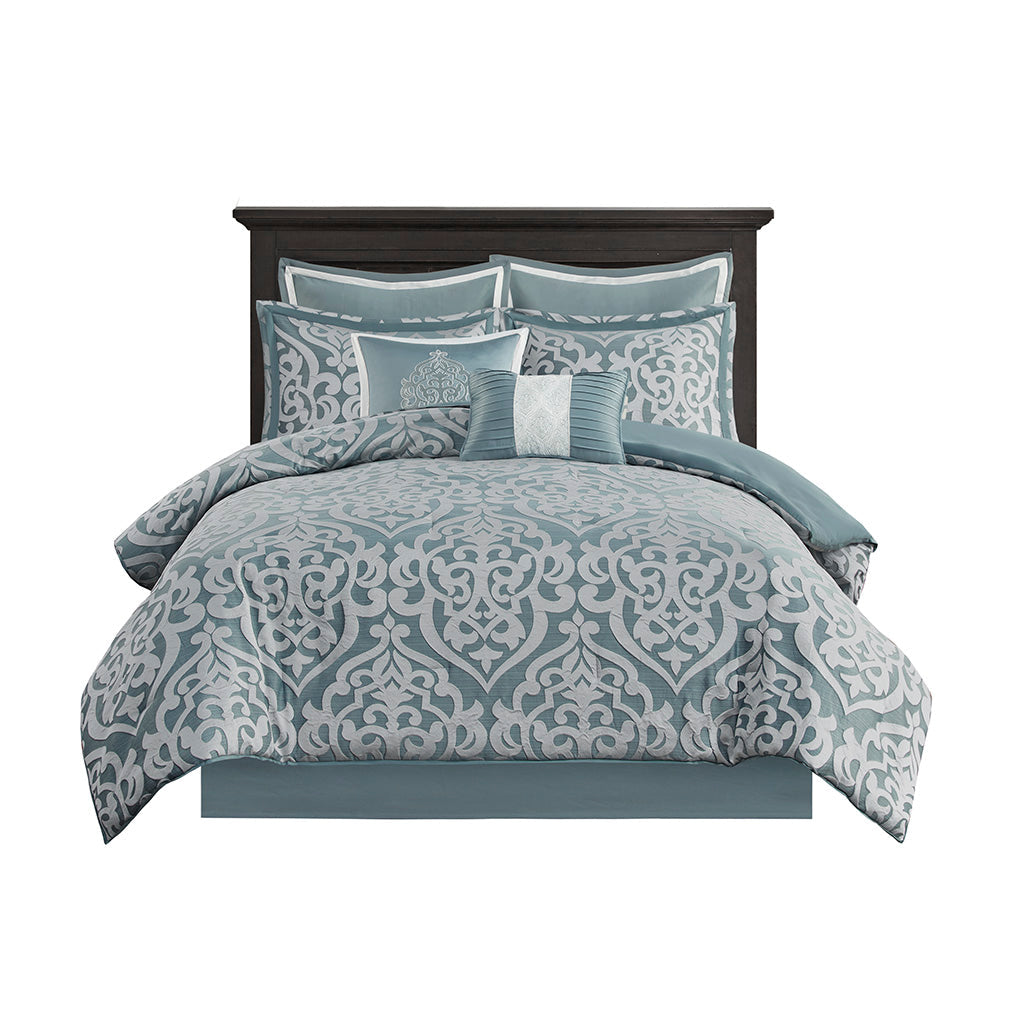Bed Comforter, Odette 8 Piece Jacquard Set, Machine-Washable Care, Hypoallergenic Comfort for Year-Round Bedroom Comfort and Restful Sleep image 53