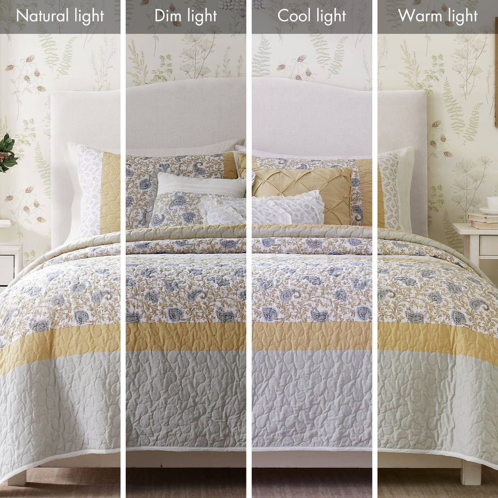 Cozy Throw Blanket, Dawn 6 Piece Cotton Percale Quilt Set, Machine-Washable Care for Sofas, Beds and Relaxing at Home, 2 Sizes and 5 Colors image 53