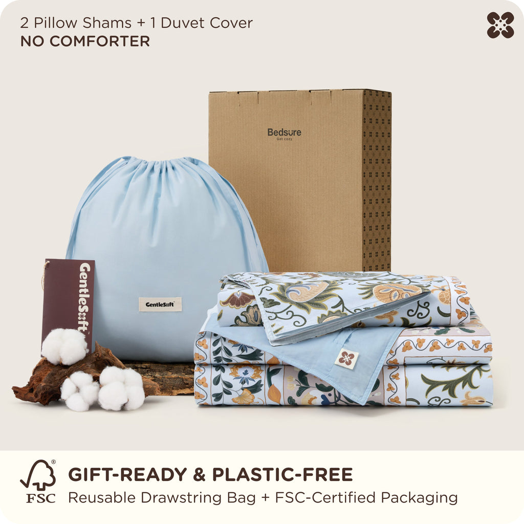 Duvet Cover Set, 100% Cotton Patterned, Breathable Construction for Bedroom Bedding Refresh and Everyday Comfort, 4 Sizes and 9 Colors image 54