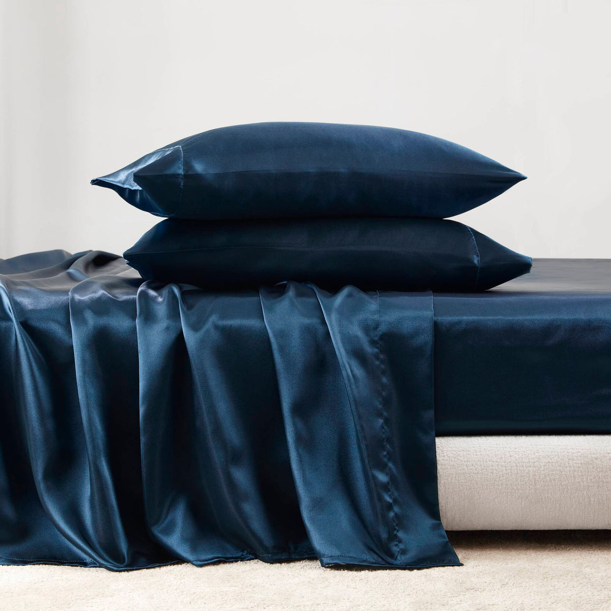Bed Sheet Set, Satin for Master Bedrooms, Guest Beds and Daily Use, 6 Sizes and 12 Colors, Designed for Everyday Home Use image 54