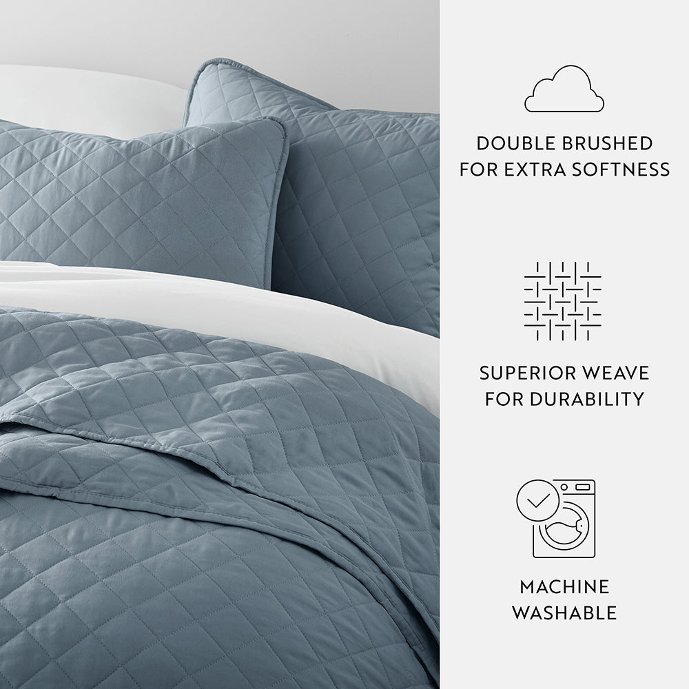 Bed Quilt, 3 Piece Diamond Stitch Quilted Coverlet Set for Guest Beds and Layered Bedroom Styling, 3 Sizes and 6 Colors image 54