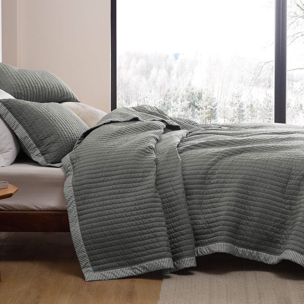Cozy Throw Blanket, Corduroy Pattern Quilt Set, Breathable Construction for Living Rooms, Bedrooms and Everyday Lounging image 54