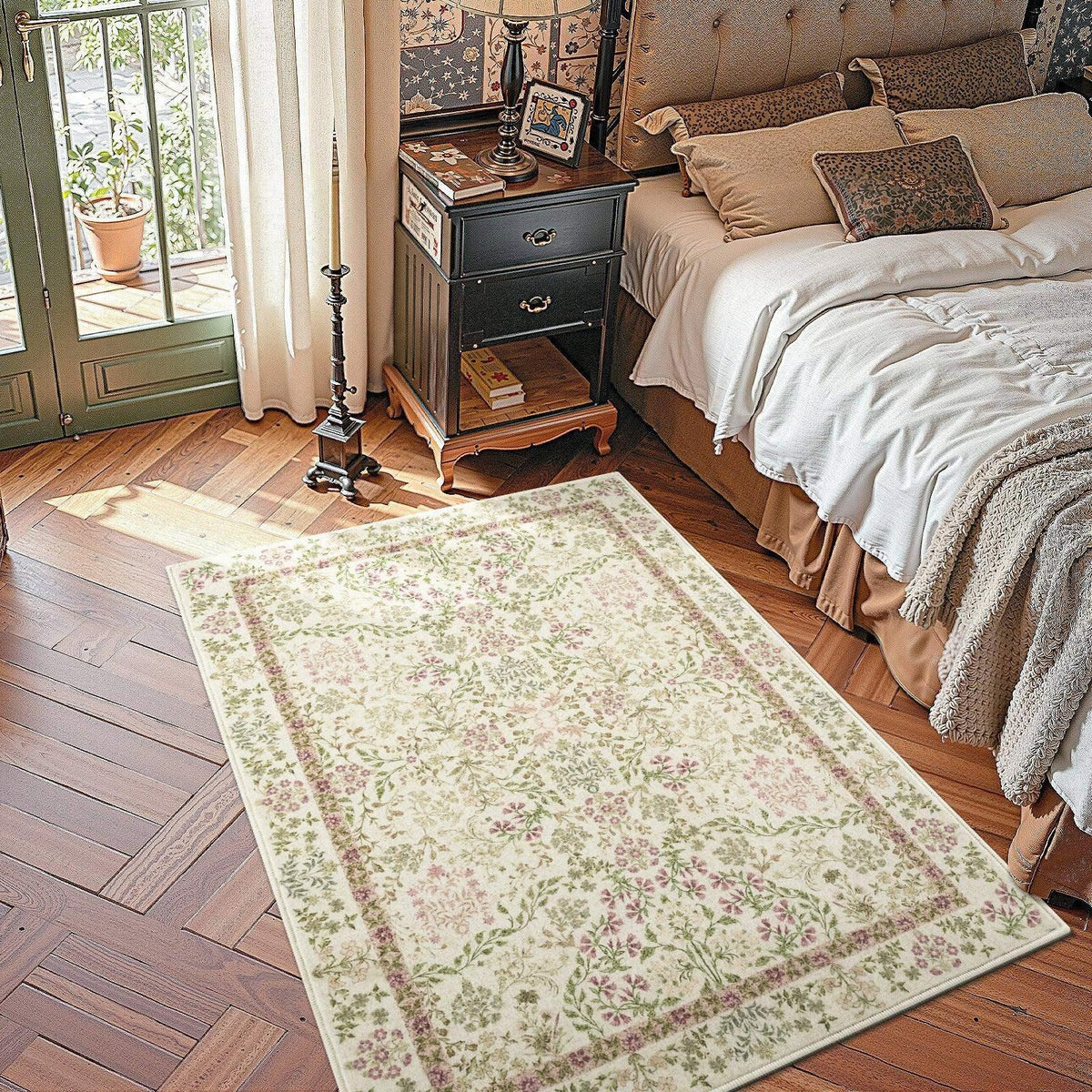 Area Rug, Vintage Foliage Floral, Lightweight Design, Non-Slip Design for Hallways, Dining Spaces and Home Decor, 19 Sizes and 4 Colors image 54