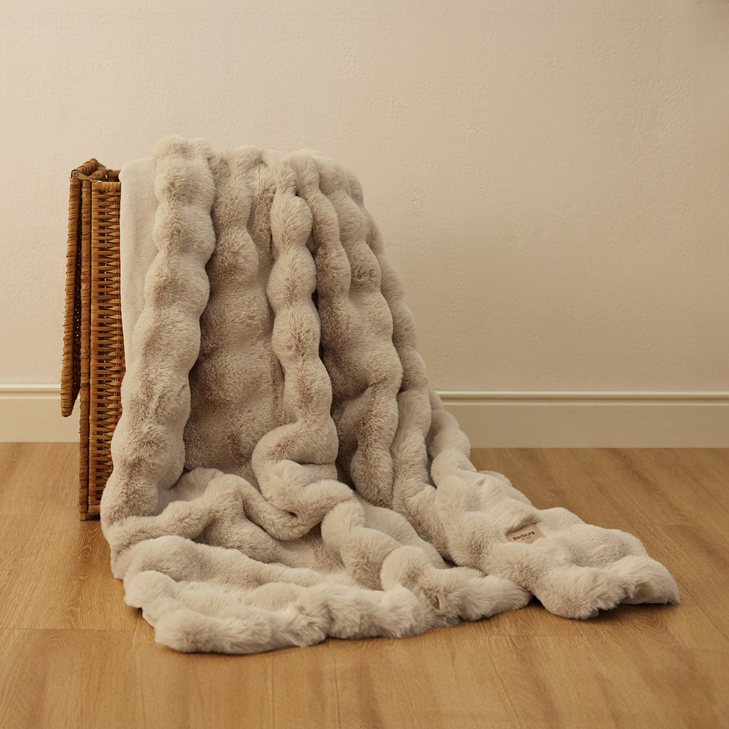 Cozy Throw Blanket, Bubble Faux Fur, Machine-Washable Care for Living Rooms, Bedrooms and Everyday Lounging, 3 Sizes and 11 Colors image 54