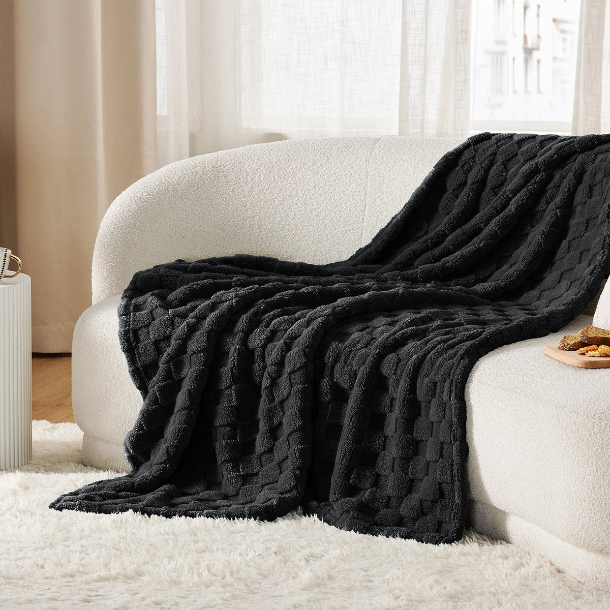 Cozy Throw Blanket, Jacquard Shaggy Sherpa for Living Rooms, Bedrooms and Everyday Lounging, 4 Sizes and 19 Colors image 54