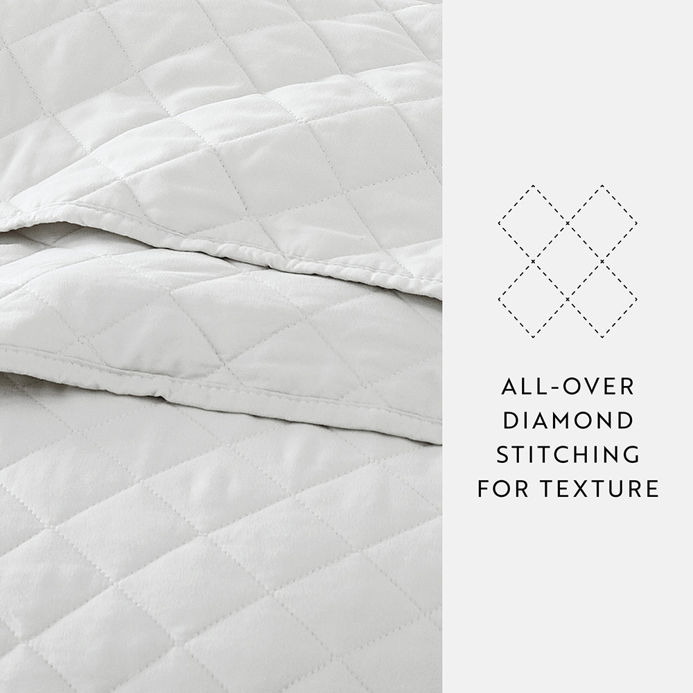 Bed Quilt, 3 Piece Diamond Stitch Quilted Coverlet Set for Guest Beds and Layered Bedroom Styling, 3 Sizes and 6 Colors image 55