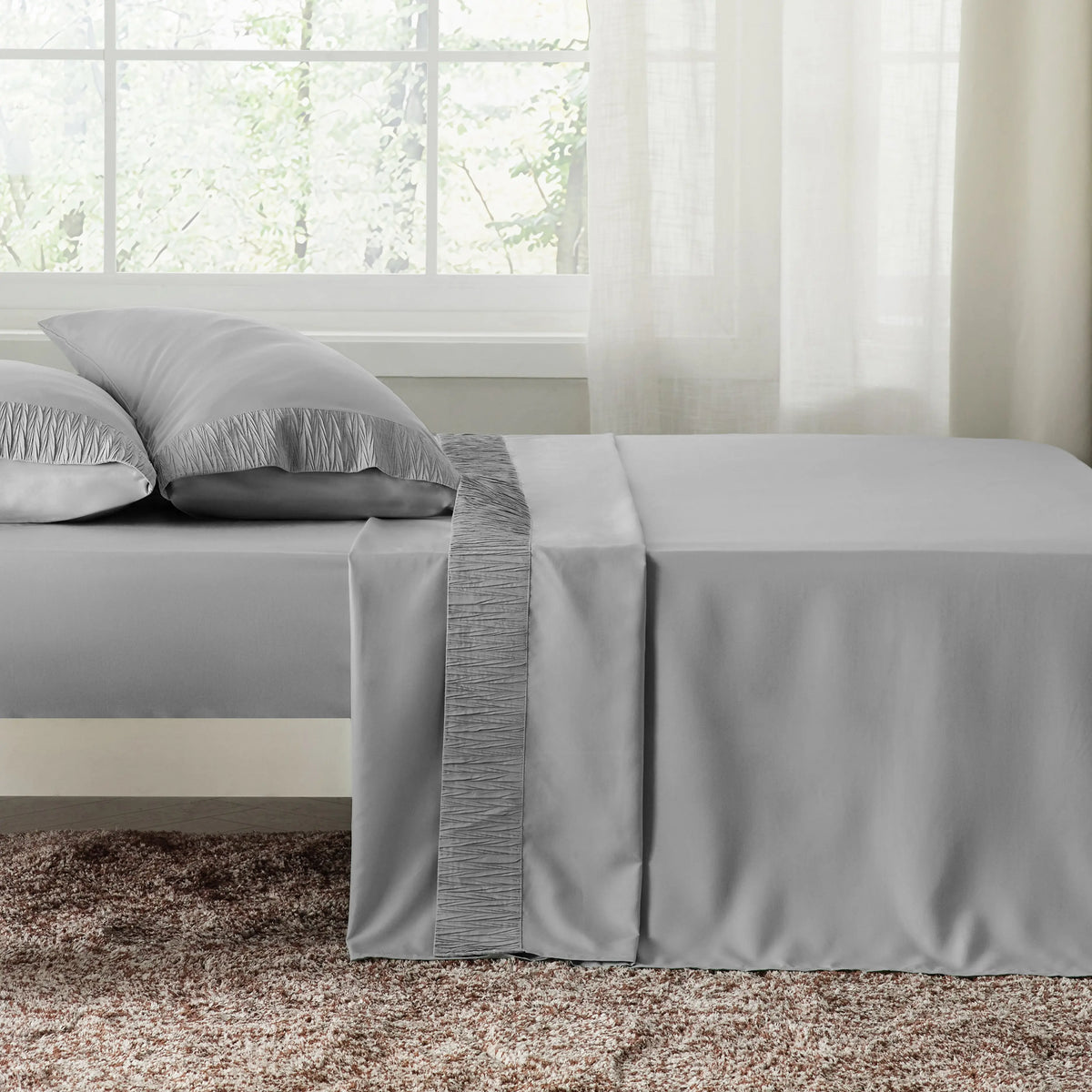 Bed Sheet Set, Ruched, Cooling Comfort, Breathable Construction for Master Bedrooms, Guest Beds and Daily Use, 7 Sizes and 14 Colors image 55