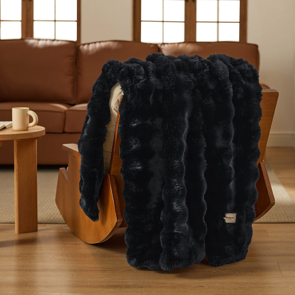 Cozy Throw Blanket, Bubble Faux Fur, Machine-Washable Care for Living Rooms, Bedrooms and Everyday Lounging, 3 Sizes and 11 Colors image 55
