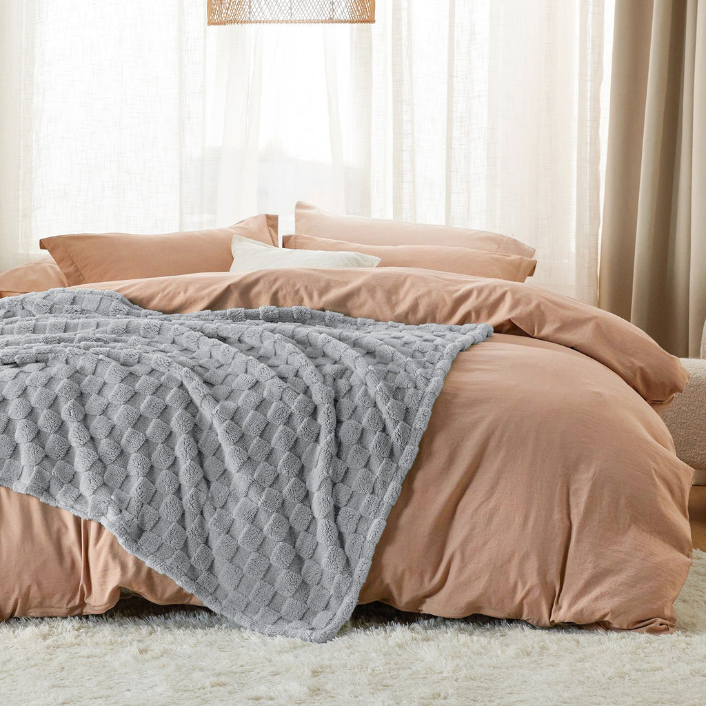 Cozy Throw Blanket, Jacquard Shaggy Sherpa for Living Rooms, Bedrooms and Everyday Lounging, 4 Sizes and 19 Colors image 56