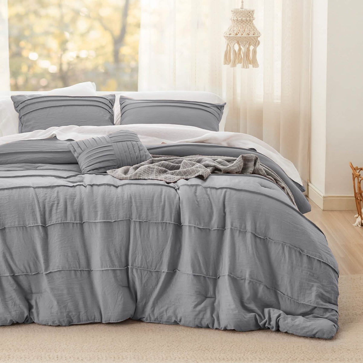 Bed Comforter, Pinch Pleat Set for Year-Round Bedroom Comfort and Restful Sleep, 5 Sizes and 19 Colors image 56