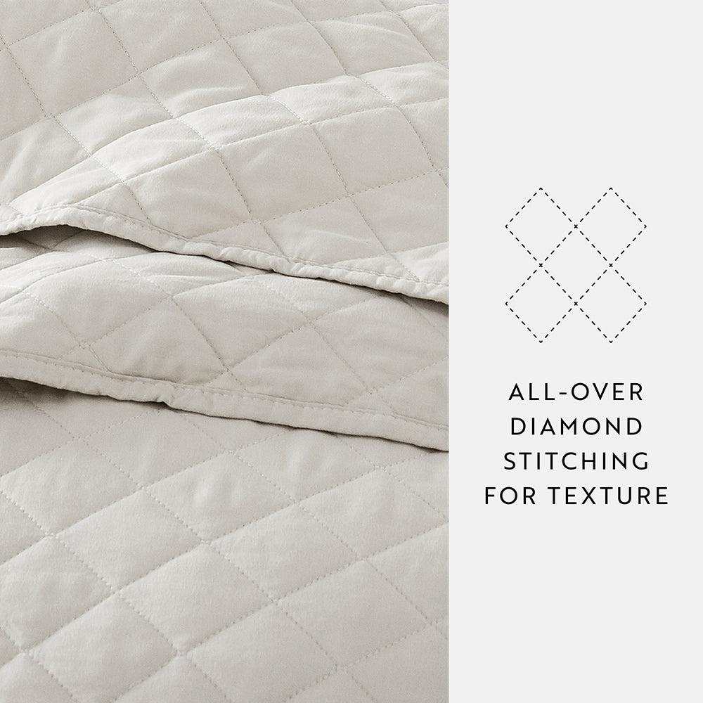 Bed Quilt, 3 Piece Diamond Stitch Quilted Coverlet Set for Guest Beds and Layered Bedroom Styling, 3 Sizes and 6 Colors image 56