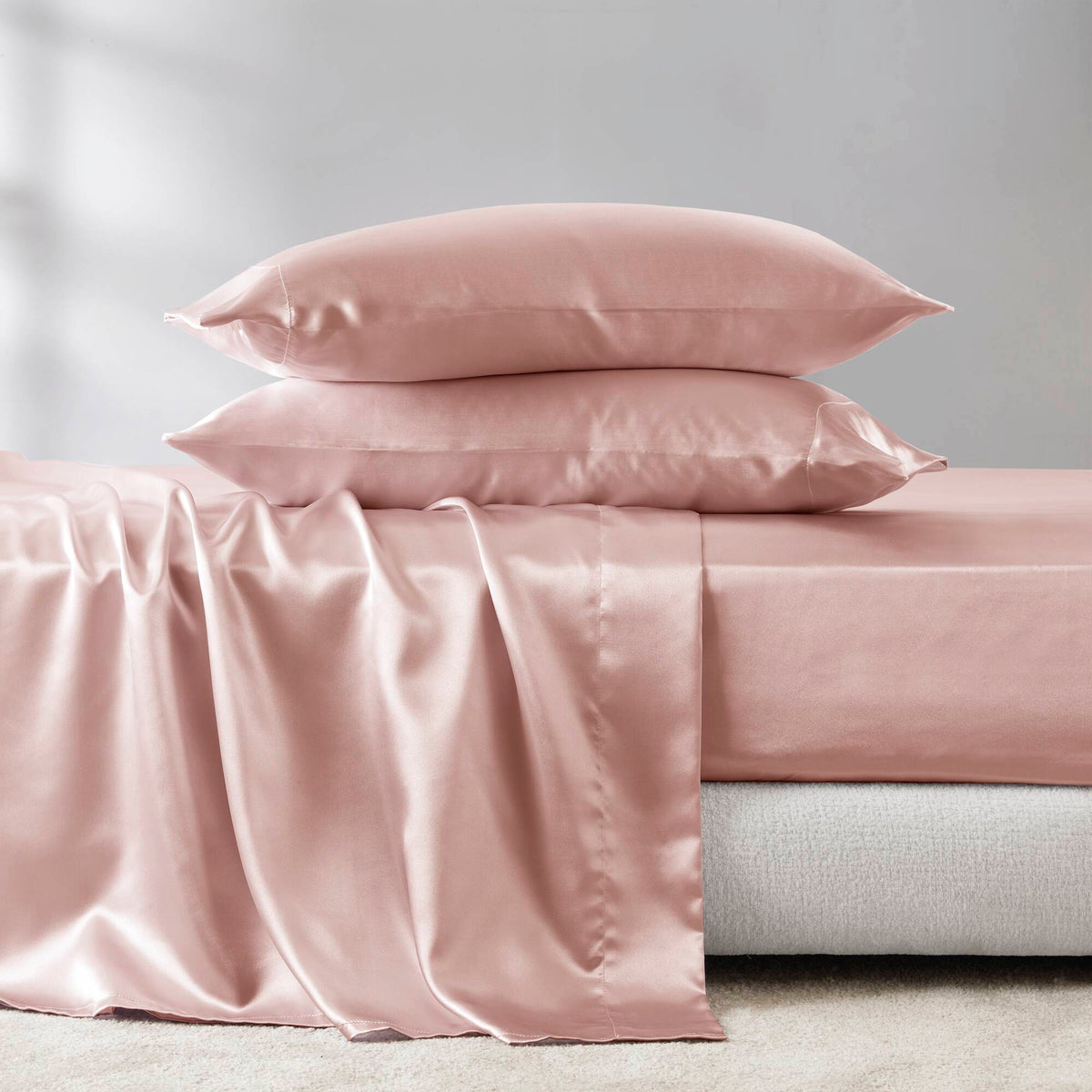Bed Sheet Set, Satin for Master Bedrooms, Guest Beds and Daily Use, 6 Sizes and 12 Colors, Designed for Everyday Home Use image 56