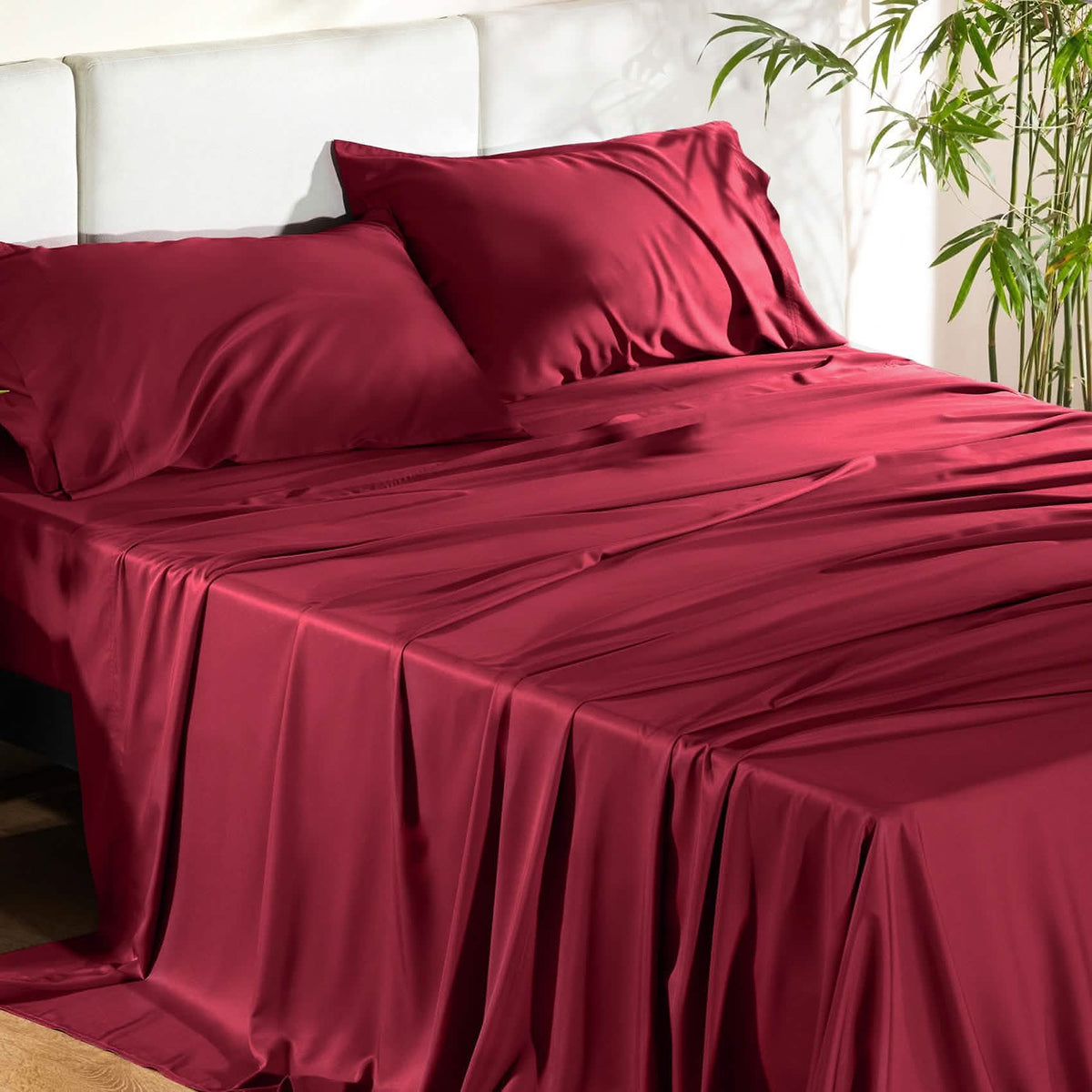 Bed Sheet Set, Rayon Derived from Bamboo, Cooling Comfort, Breathable Construction for Everyday Bedroom Comfort and Guest Rooms image 56