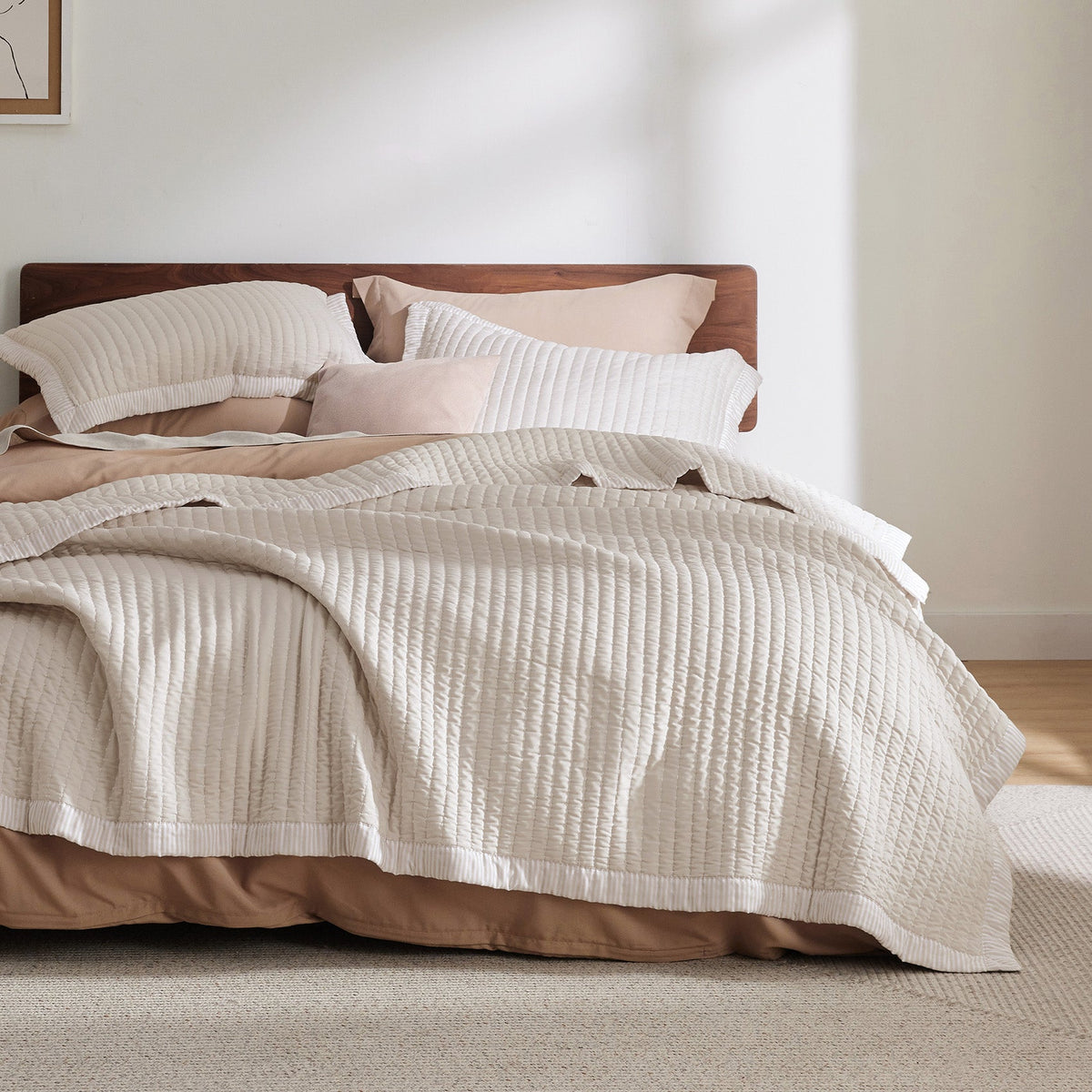Cozy Throw Blanket, Corduroy Pattern Quilt Set, Breathable Construction for Living Rooms, Bedrooms and Everyday Lounging image 56